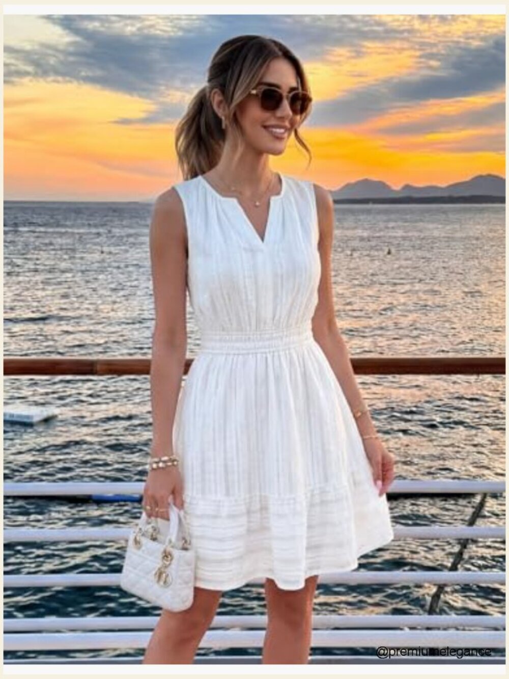 Sleeveless V-Neck Flowy A-Line Mini Sundress with Pockets - Picture 3 of 7